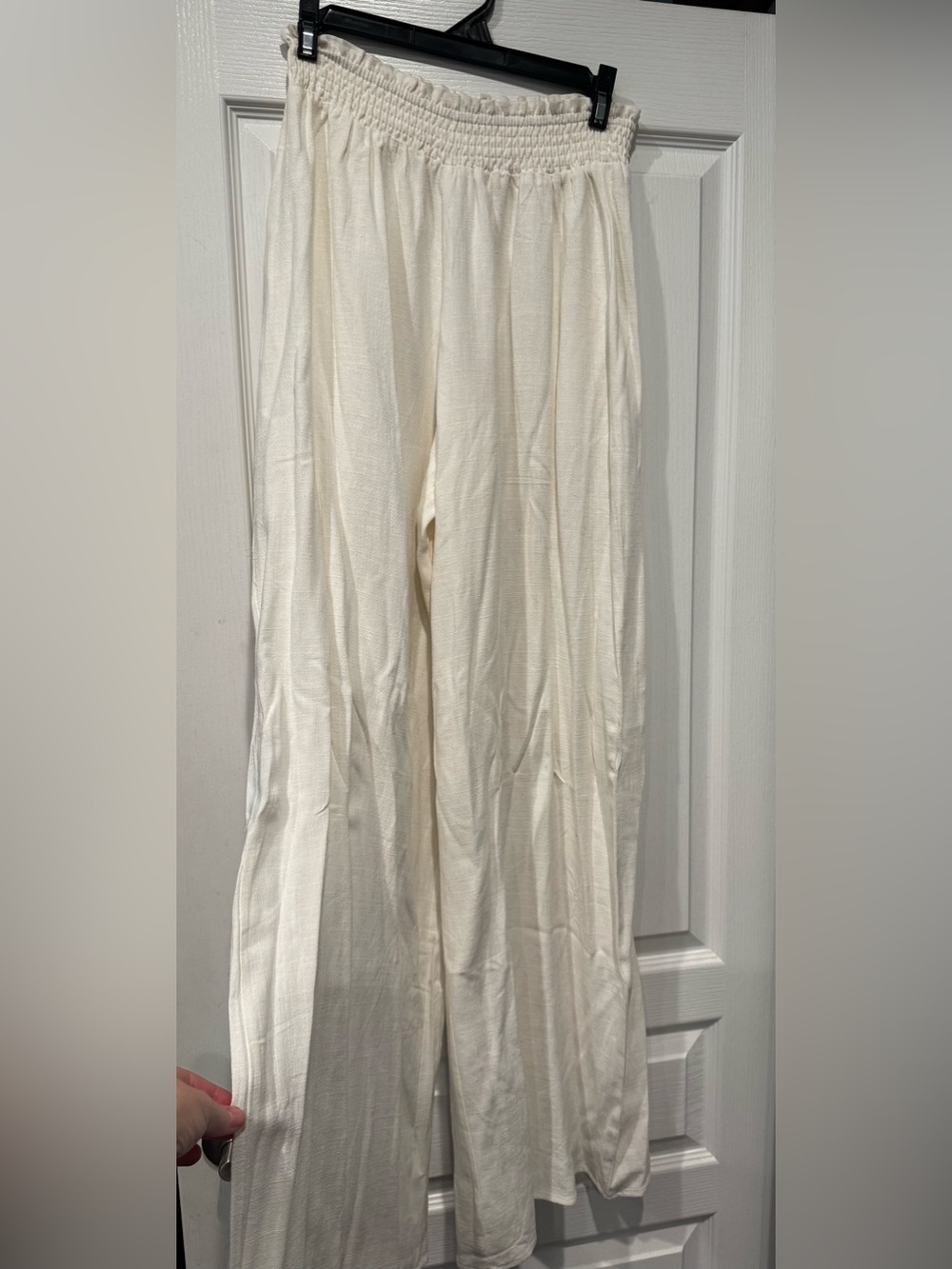 Vici Cream Wide-Leg Smocked Waist Pants